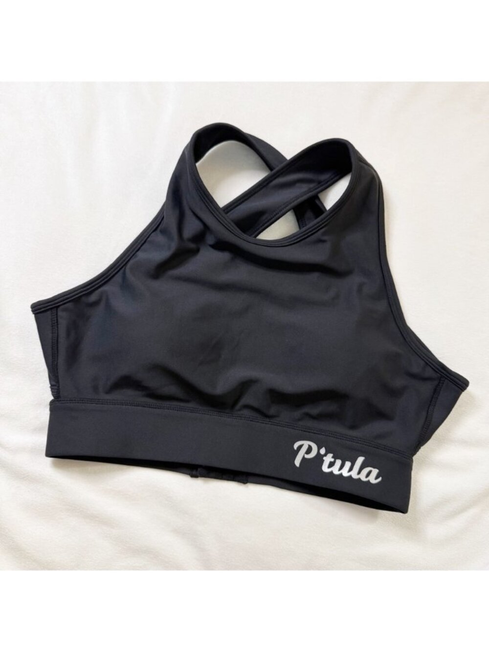 P'tula Black Strappy Open Back Sports Bra Large